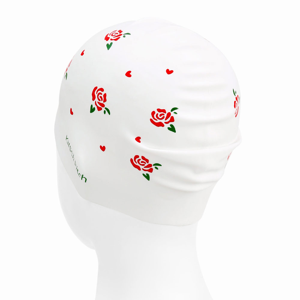 KITSCH PITCH Mini Rose Silicone Swim Cap white [KG1USC004] 디테일