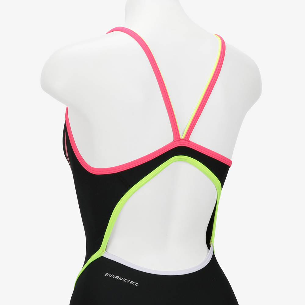 SPEEDO Endurance FC Turns V-Back Swimsuit Training Pink yellow [STW02550(PY) Women's ] 디테일