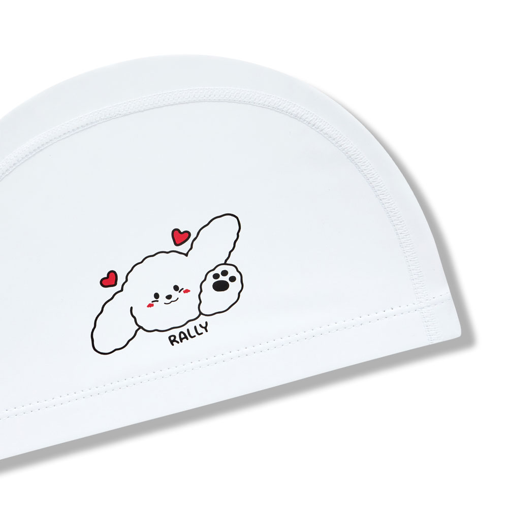 RALLY Kids blushing puppy PU Coating Swim Cap white [RRKC525(WHT)] 디테일