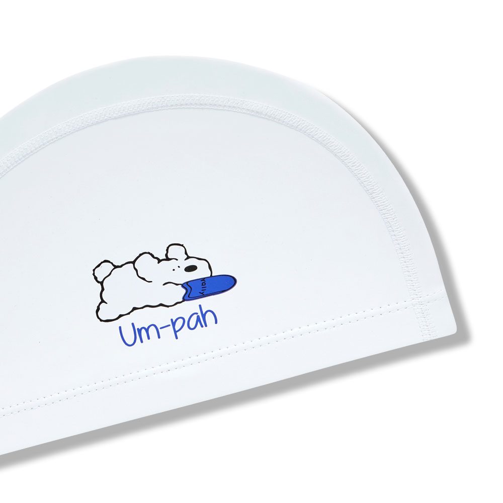 RALLY Kids sound wave PU Coating Swim Cap white [RRKC522(WHT)] 디테일