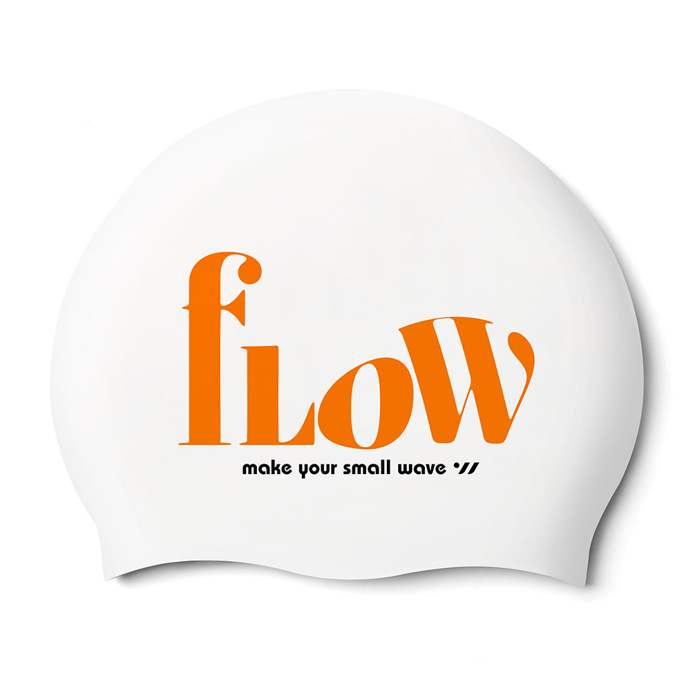 Lettering Flow Silicone Swim Cap orange