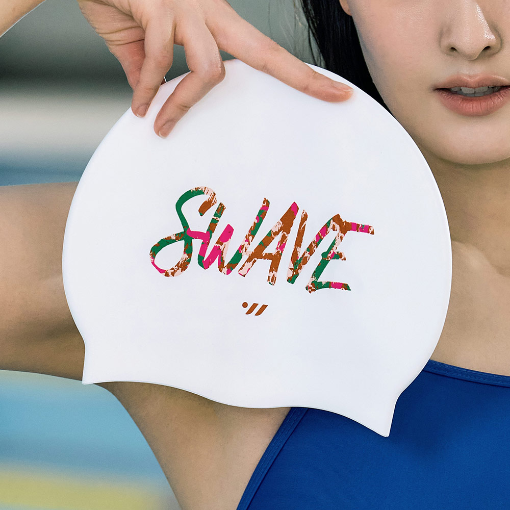 Rough letter Silicone Swim Cap pink