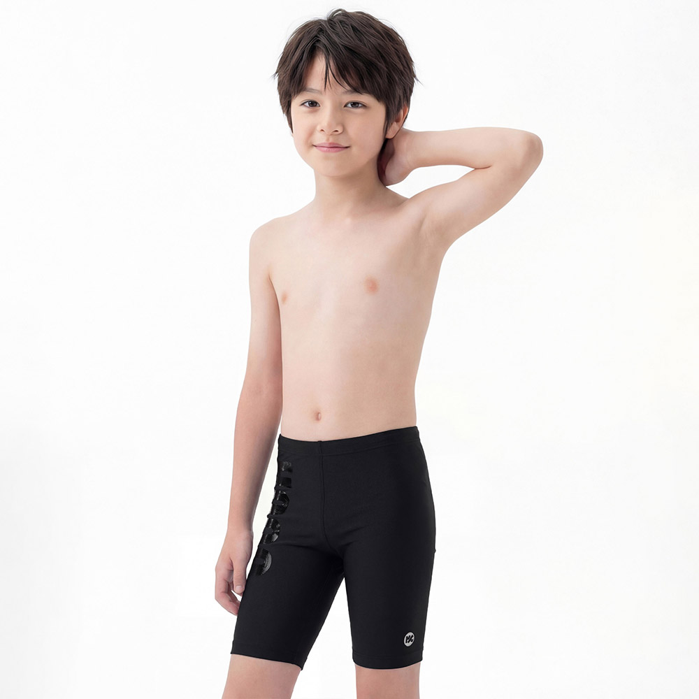 HOOG Kids Basic Jammer Swimsuit Training Black Big Logo [BLT482 Boys] 디테일