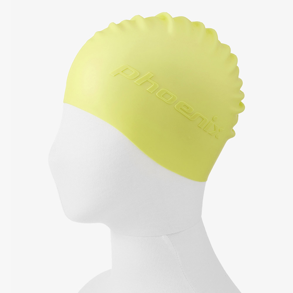 PHOENIX Emboss Logo Silicone Swim Cap Vivid Yellow [PCS-06(VYL)] 디테일