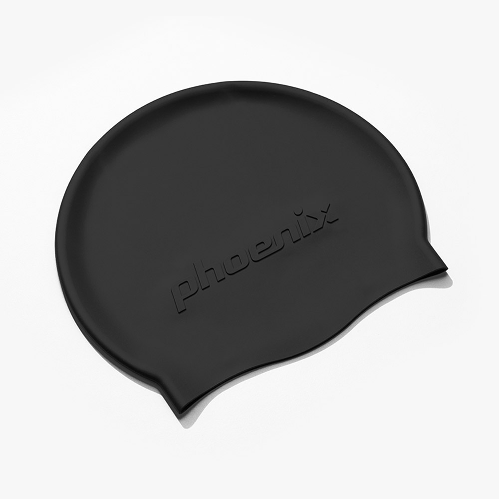 PHOENIX Emboss Logo Silicone Swim Cap black [PCS-06(BLK)]
