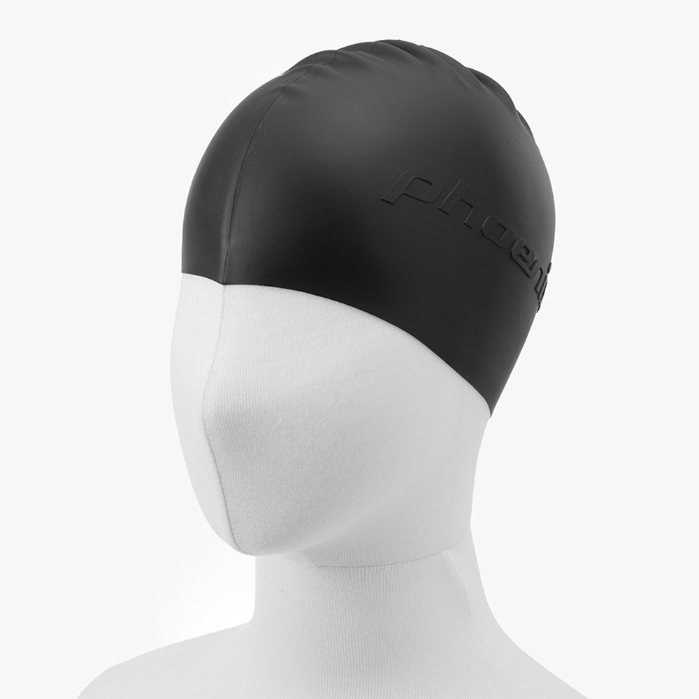 PHOENIX Emboss Logo Silicone Swim Cap black [PCS-06(BLK)] 디테일