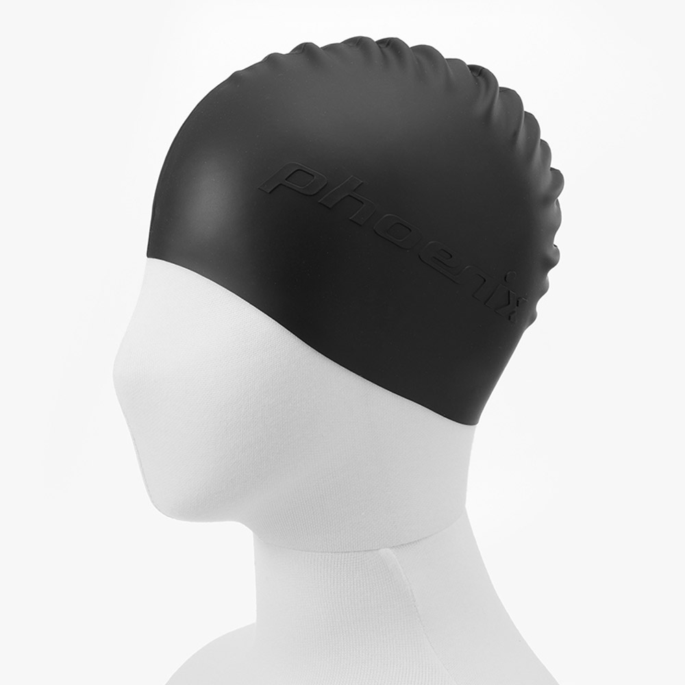 PHOENIX Emboss Logo Silicone Swim Cap black [PCS-06(BLK)] 디테일