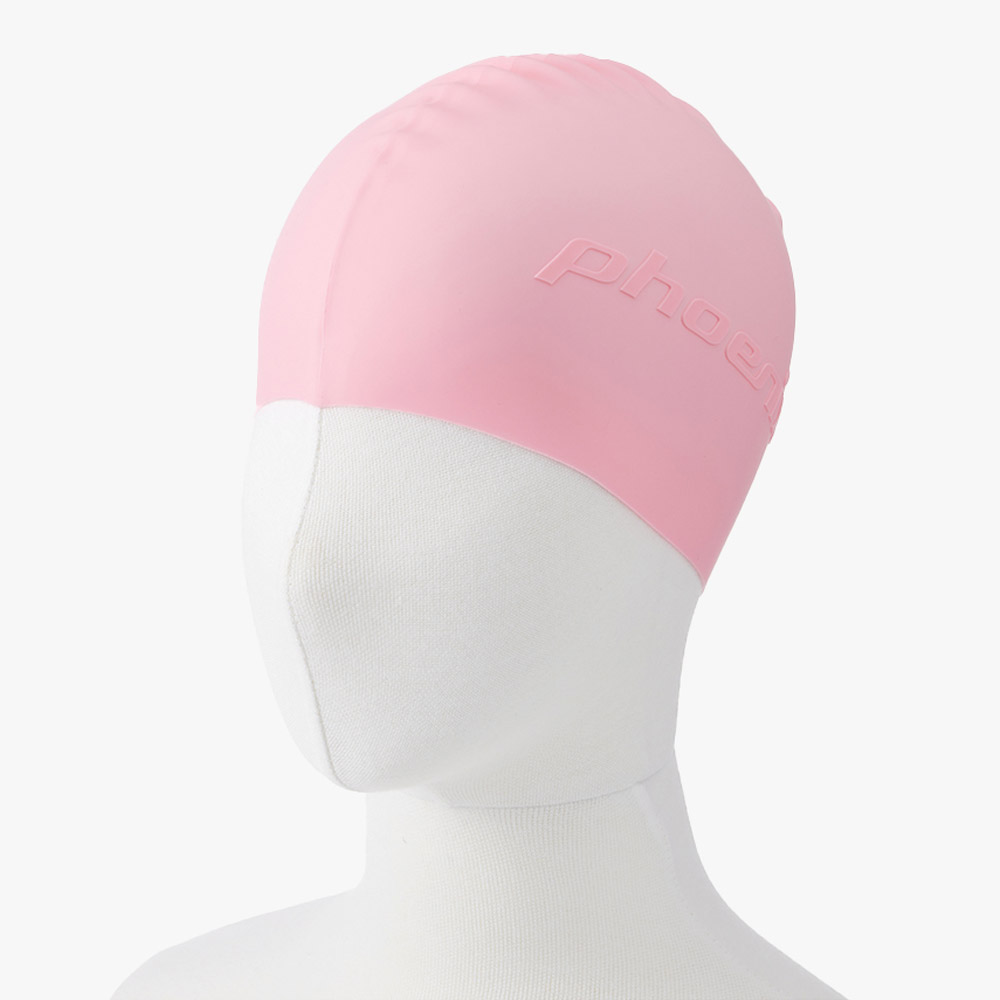 PHOENIX Emboss Logo Silicone Swim Cap baby pink [PCS-06(BPK)] 디테일
