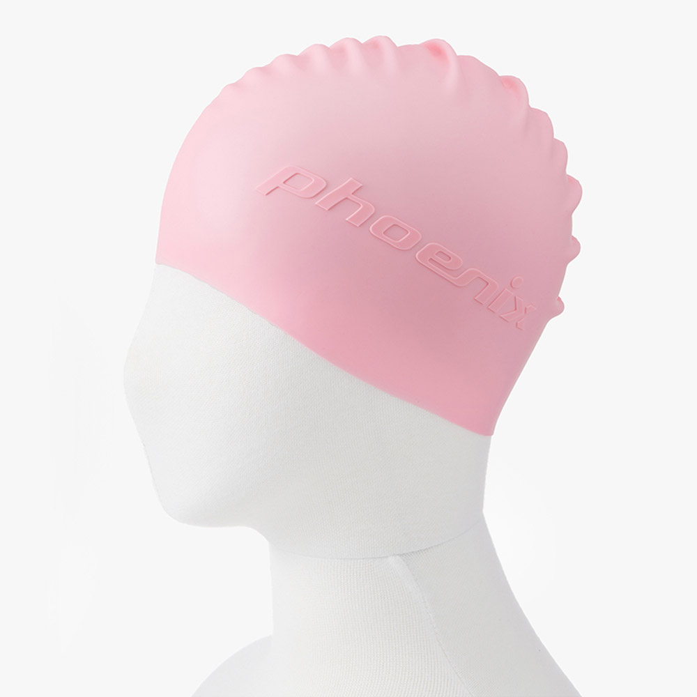 PHOENIX Emboss Logo Silicone Swim Cap baby pink [PCS-06(BPK)] 디테일