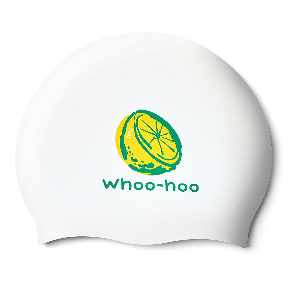RALLY lemon Woohoo Silicone Swim Cap white [RRUC503(WHT)]
