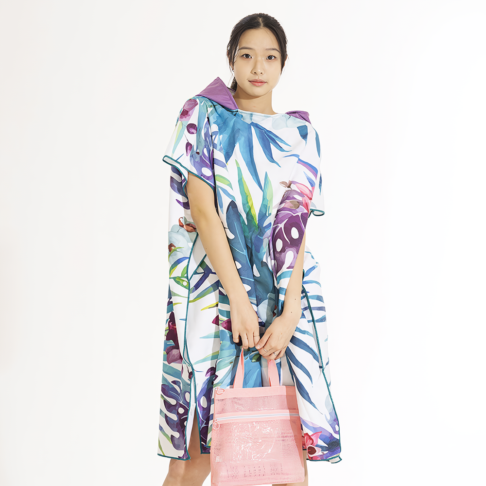 TAPONY installment poncho Purple Leaf