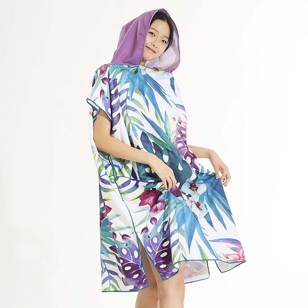 TAPONY installment poncho Purple Leaf