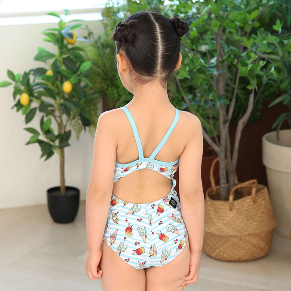 LEMANGO キッズ アイスクリーム フォンダン Open バック 水着 スカイブルー [LSGON10006746 女の子水着] 디테일