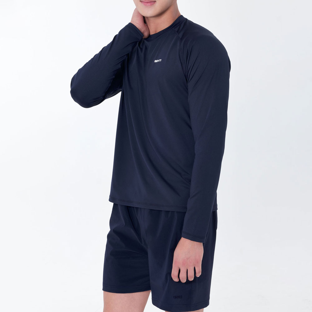 SENTI Man Classic Relax Fit rash guard Navy [SAR-ARM02(NV) Men's Beachwear] 디테일