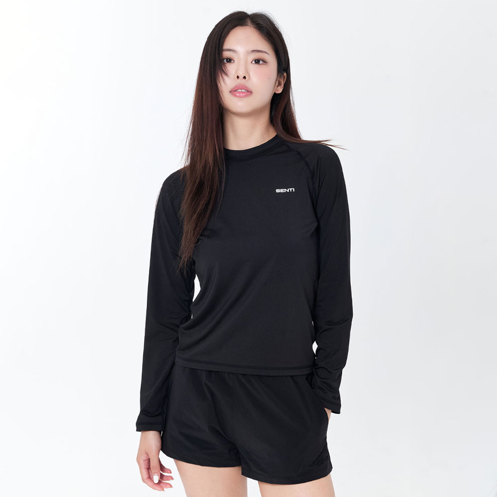 SENTI Woman Classic Standard fit rash guard black [SAR-ARW02(BK) Women's Beachwear] 상품컷