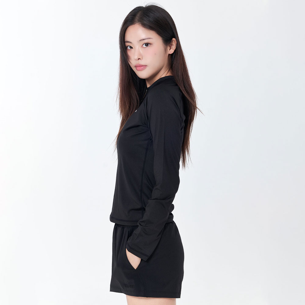 SENTI Woman Classic Standard fit rash guard black [SAR-ARW02(BK) Women's Beachwear] 디테일