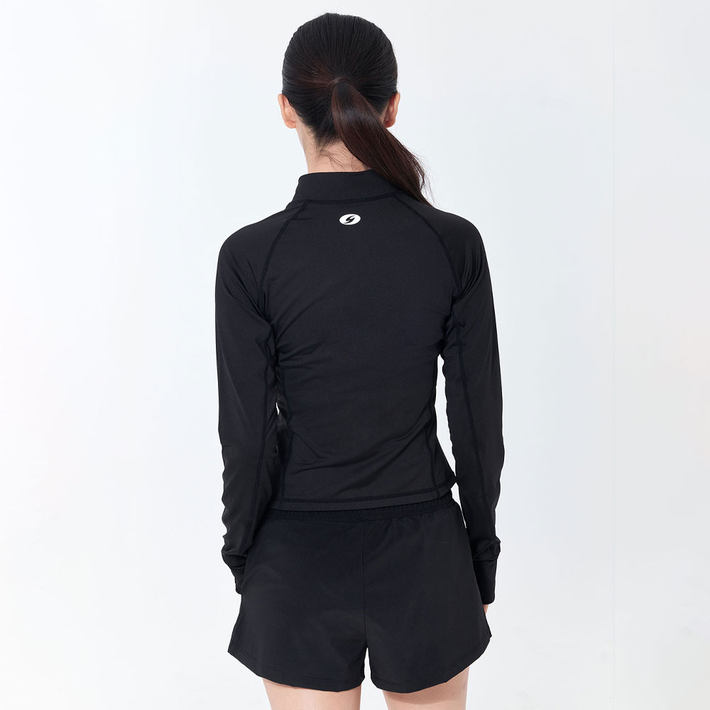 SENTI Woman Classic Standard fit Zip Front rash guard black [SAR-ARW22(BK) Women's Beachwear] 디테일