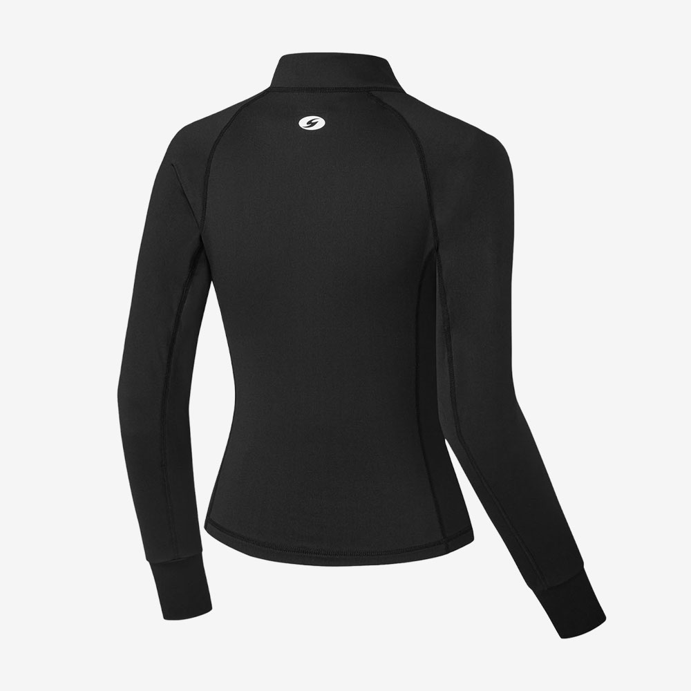 SENTI Woman Classic Standard fit Zip Front rash guard black [SAR-ARW22(BK) Women's Beachwear] 디테일