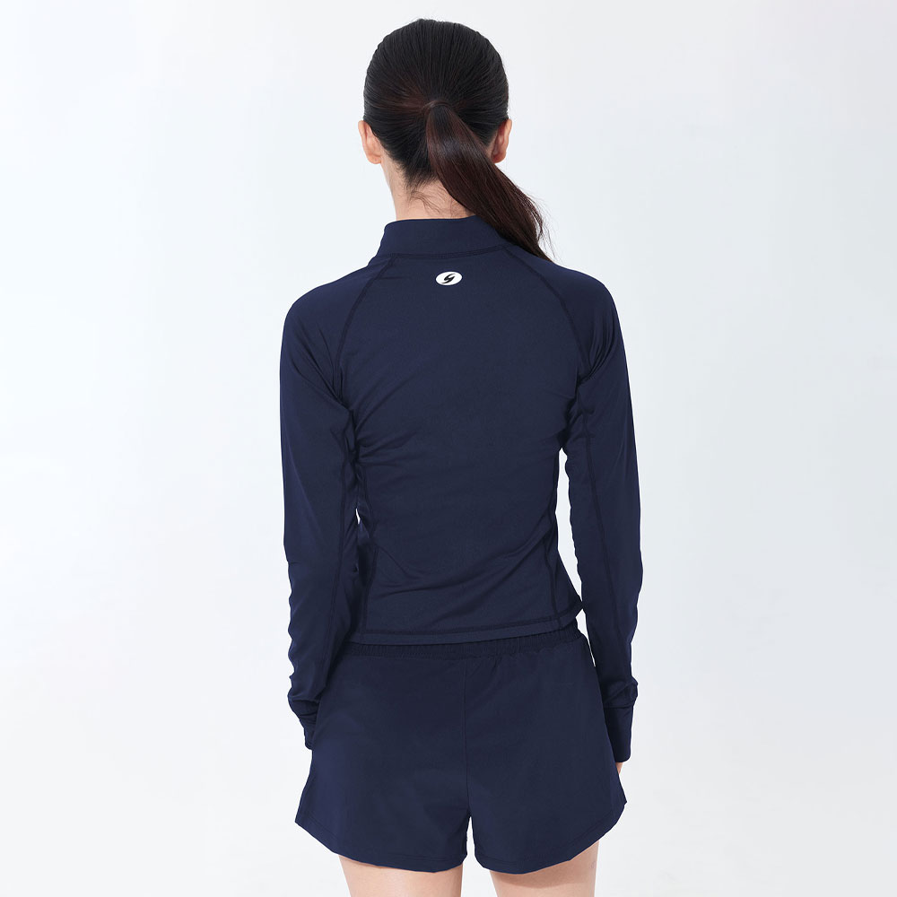 SENTI Woman Classic Standard fit Zip Front rash guard Navy [SAR-ARW22(NV) Women's Beachwear] 디테일