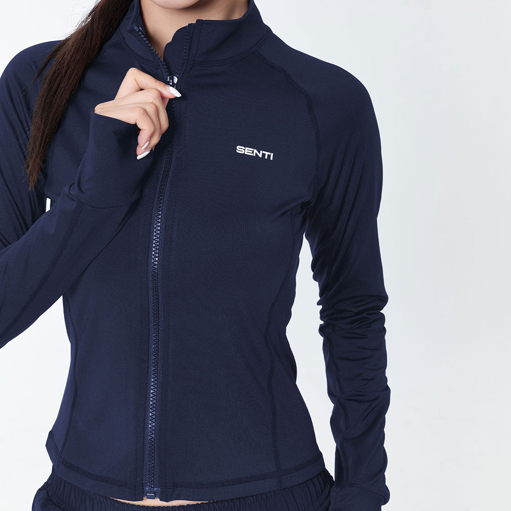SENTI Woman Classic Standard fit Zip Front rash guard Navy [SAR-ARW22(NV) Women's Beachwear] 디테일