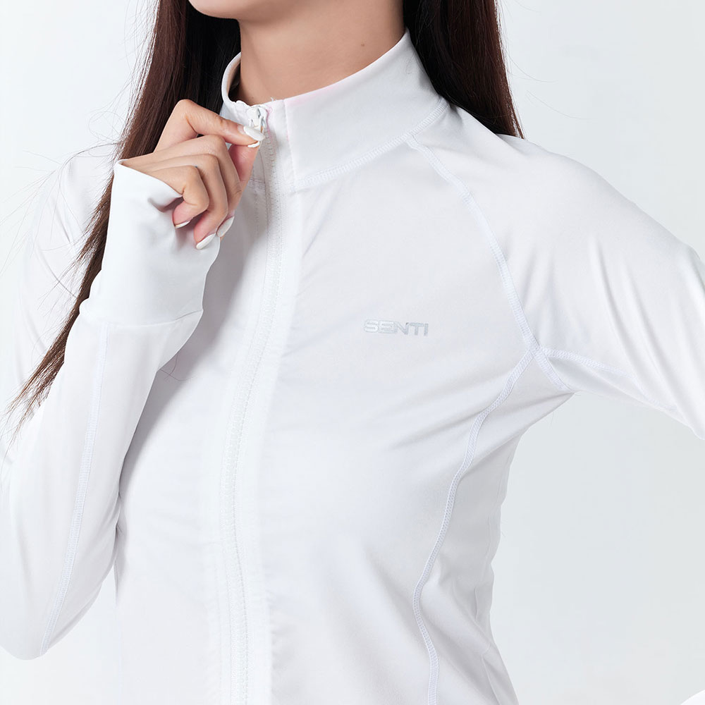 SENTI Woman Classic Standard fit Zip Front rash guard white [SAR-ARW22(WH) Women's Beachwear] 디테일