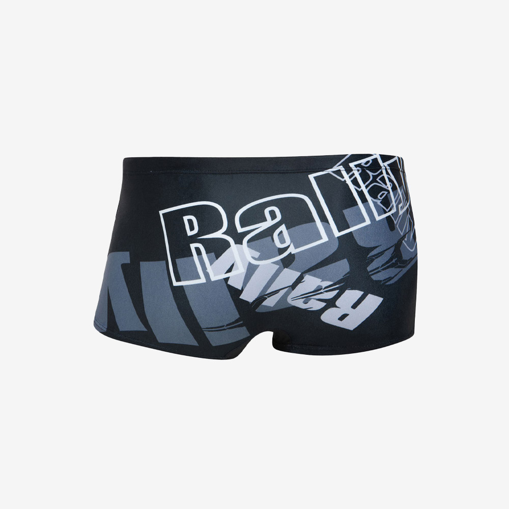 RALLY Logo Play Square Leg Swimsuit Black [QSMR221 Men's] 디테일
