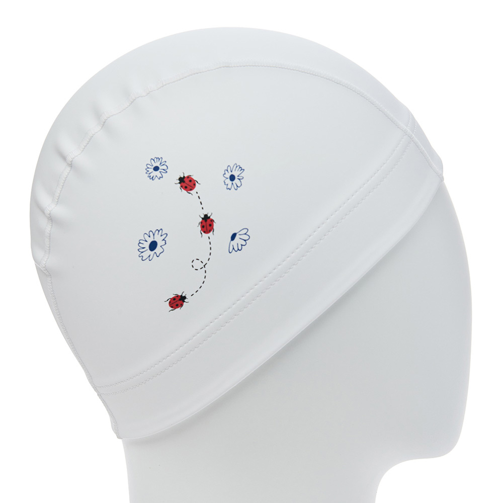 HOOG Ladybug Silicone Coated Swim Cap white [SCC944] 디테일