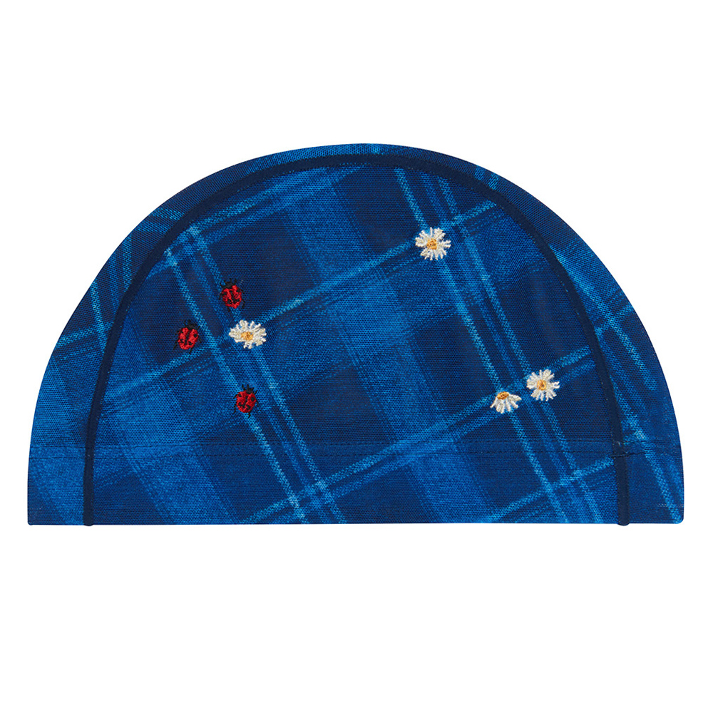 HOOG check Flower Mesh Swim Cap Blue Big Check [SNM954] 상품컷