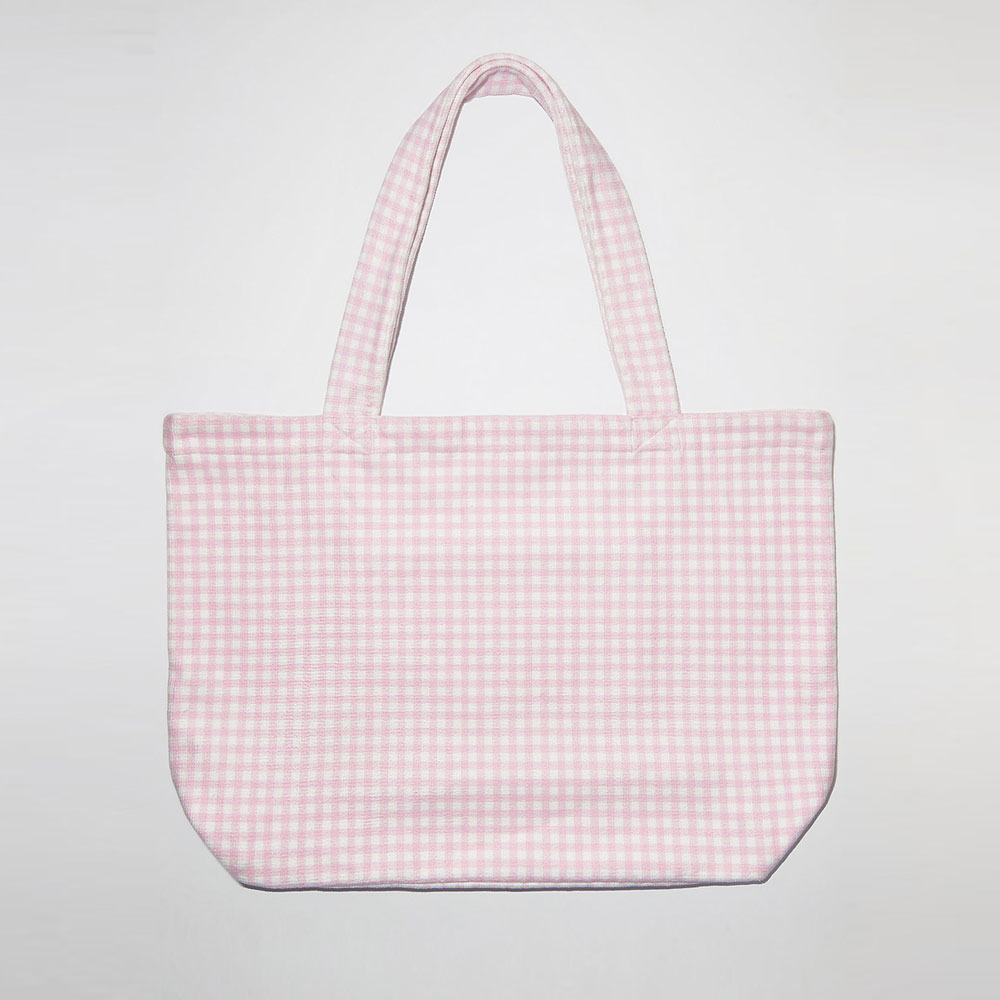 HOOG perfume embroidery Towel bag Pink gingham ribbon [HBW180 Swim bag] 디테일