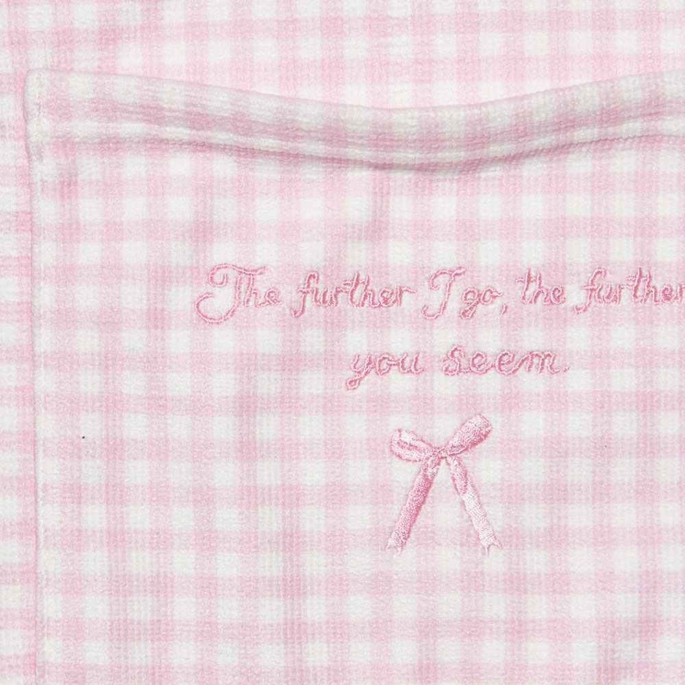 HOOG perfume embroidery Towel bag Pink gingham ribbon [HBW180 Swim bag] 디테일
