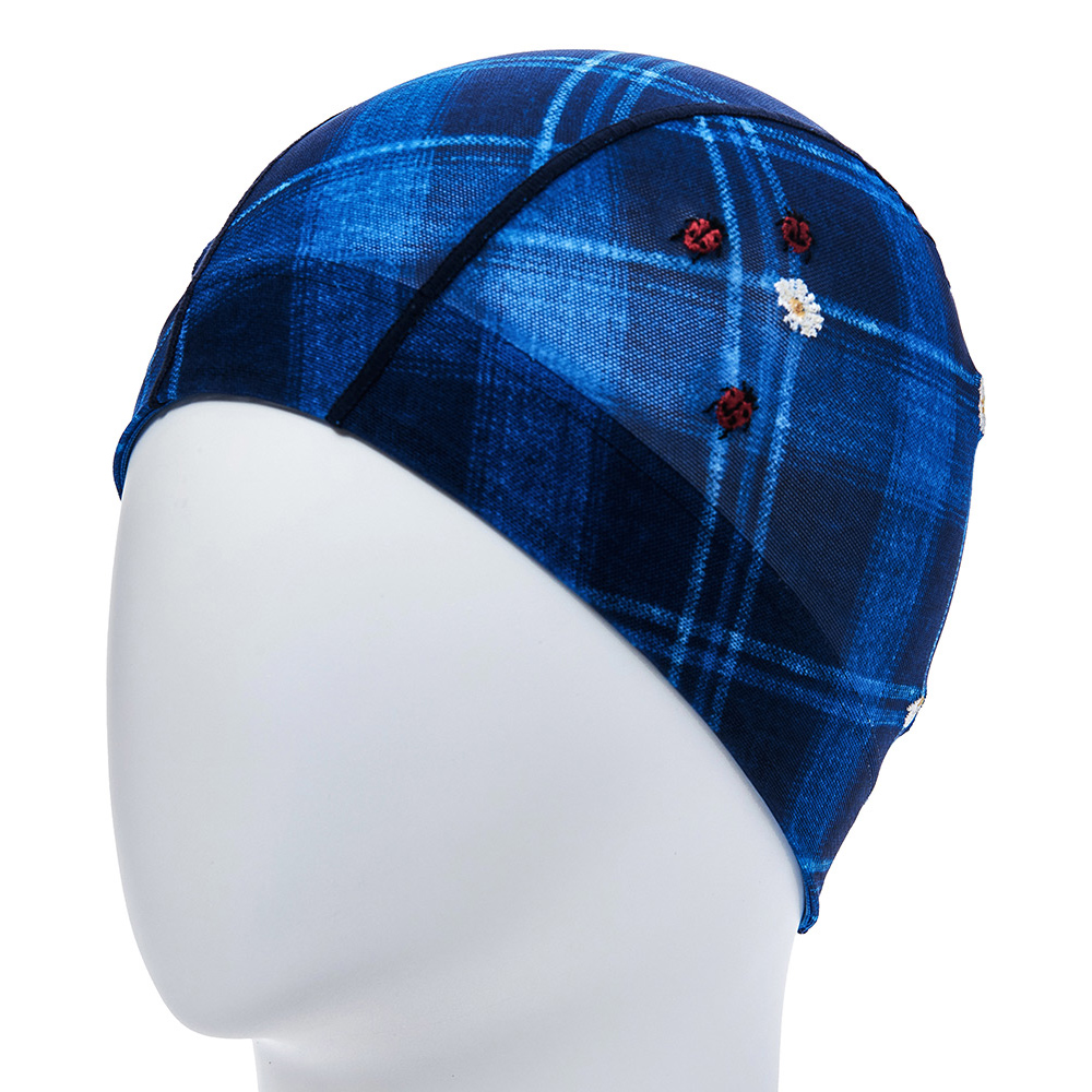 HOOG check Flower Mesh Swim Cap Blue Big Check [SNM954] 디테일