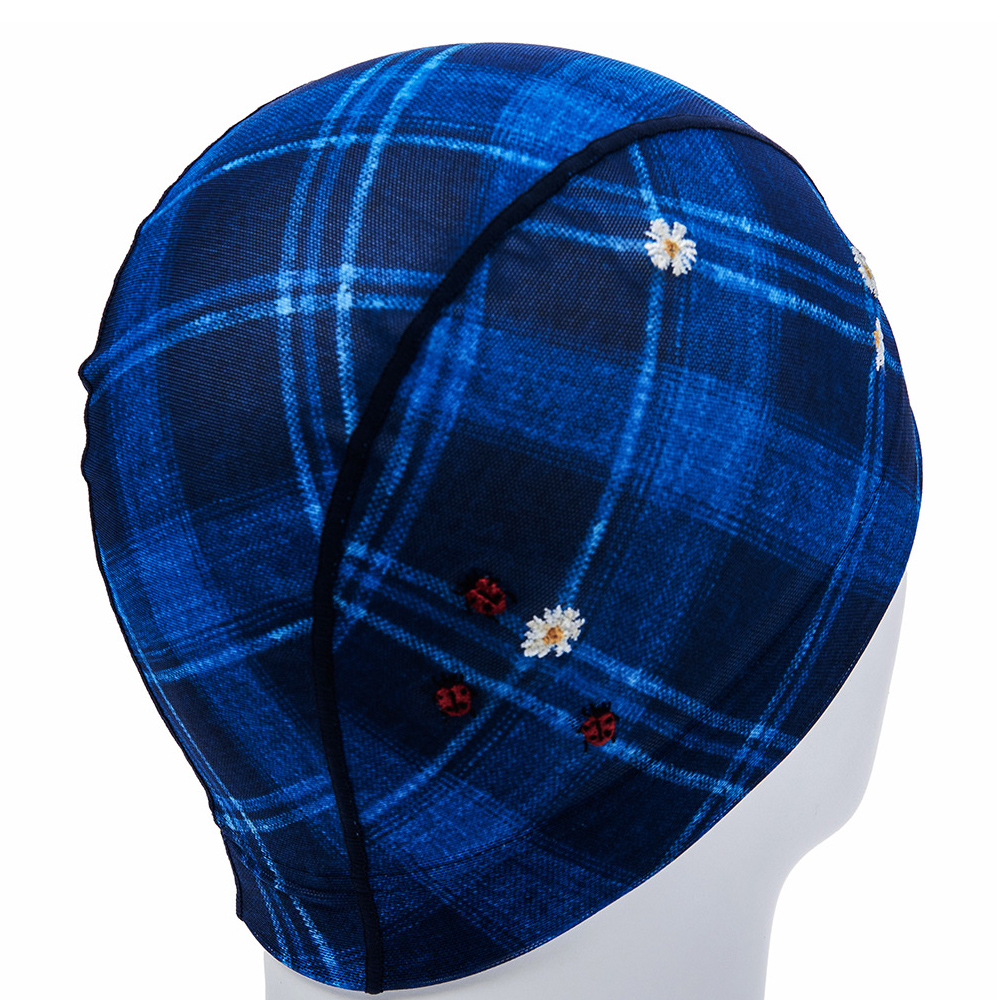 HOOG check Flower Mesh Swim Cap Blue Big Check [SNM954] 디테일