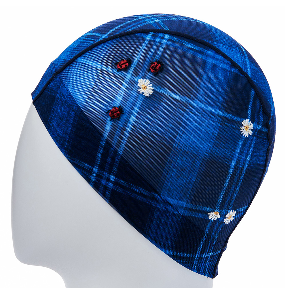 HOOG check Flower Mesh Swim Cap Blue Big Check [SNM954] 디테일