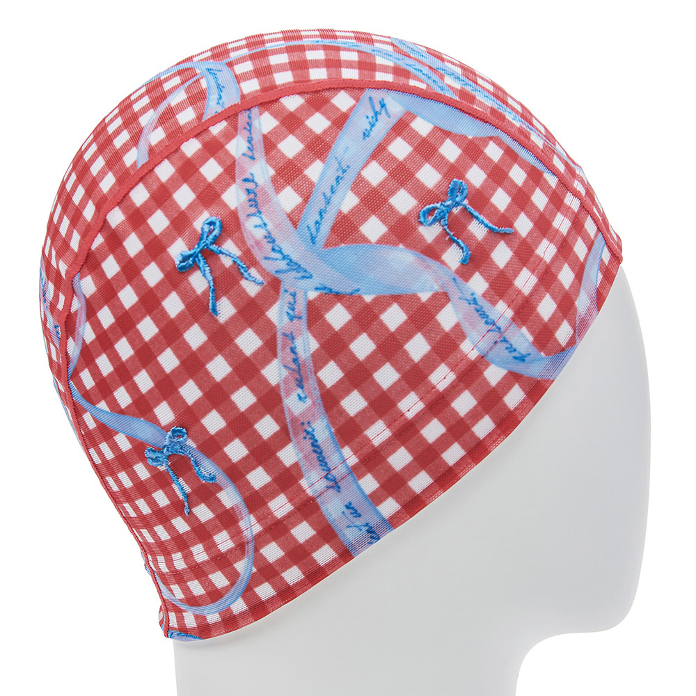 HOOG ribbon party Mesh Swim Cap red gingham ribbon [SNM951] 디테일