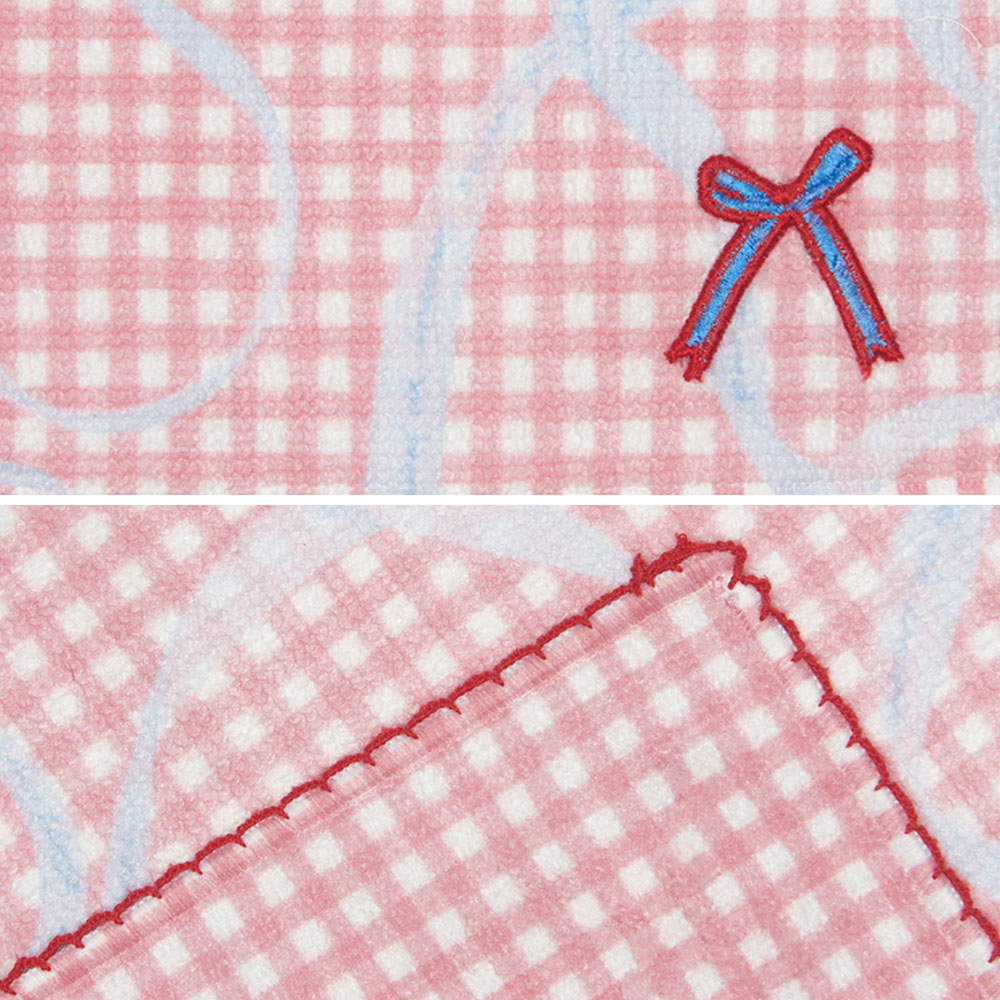 HOOG perfume Wappen Hand Swim towel red gingham ribbon [TW141] 디테일