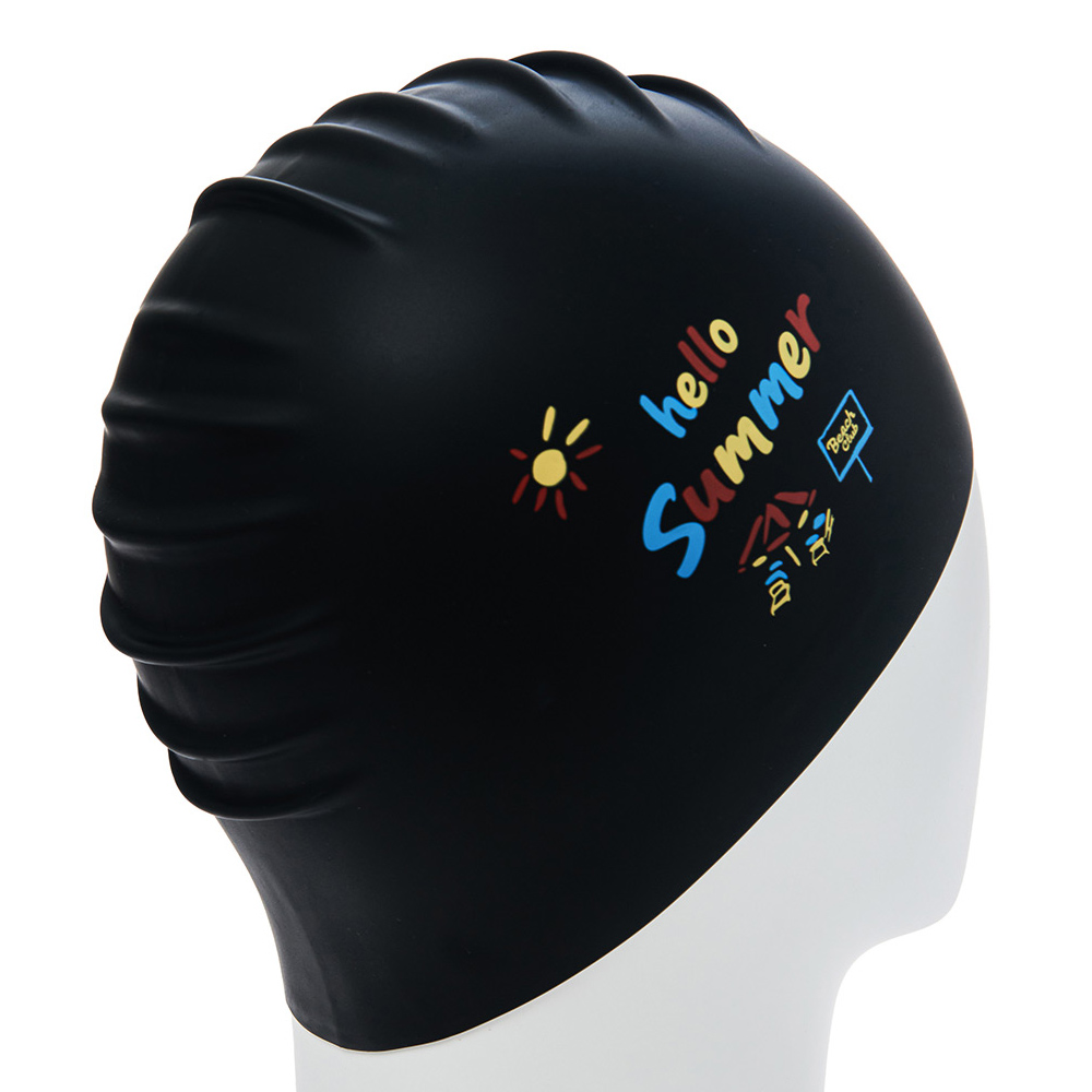 HOOG Hello Summer Silicone Swim Cap black [SSC927] 디테일