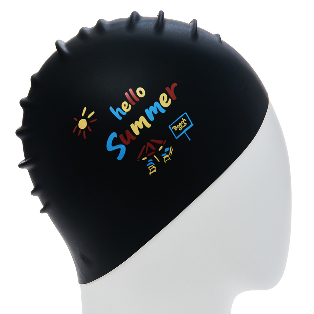 HOOG Hello Summer Silicone Swim Cap black [SSC927] 디테일