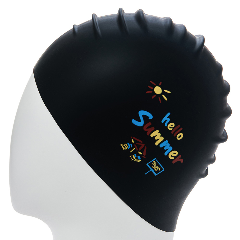 HOOG Hello Summer Silicone Swim Cap black [SSC927] 디테일