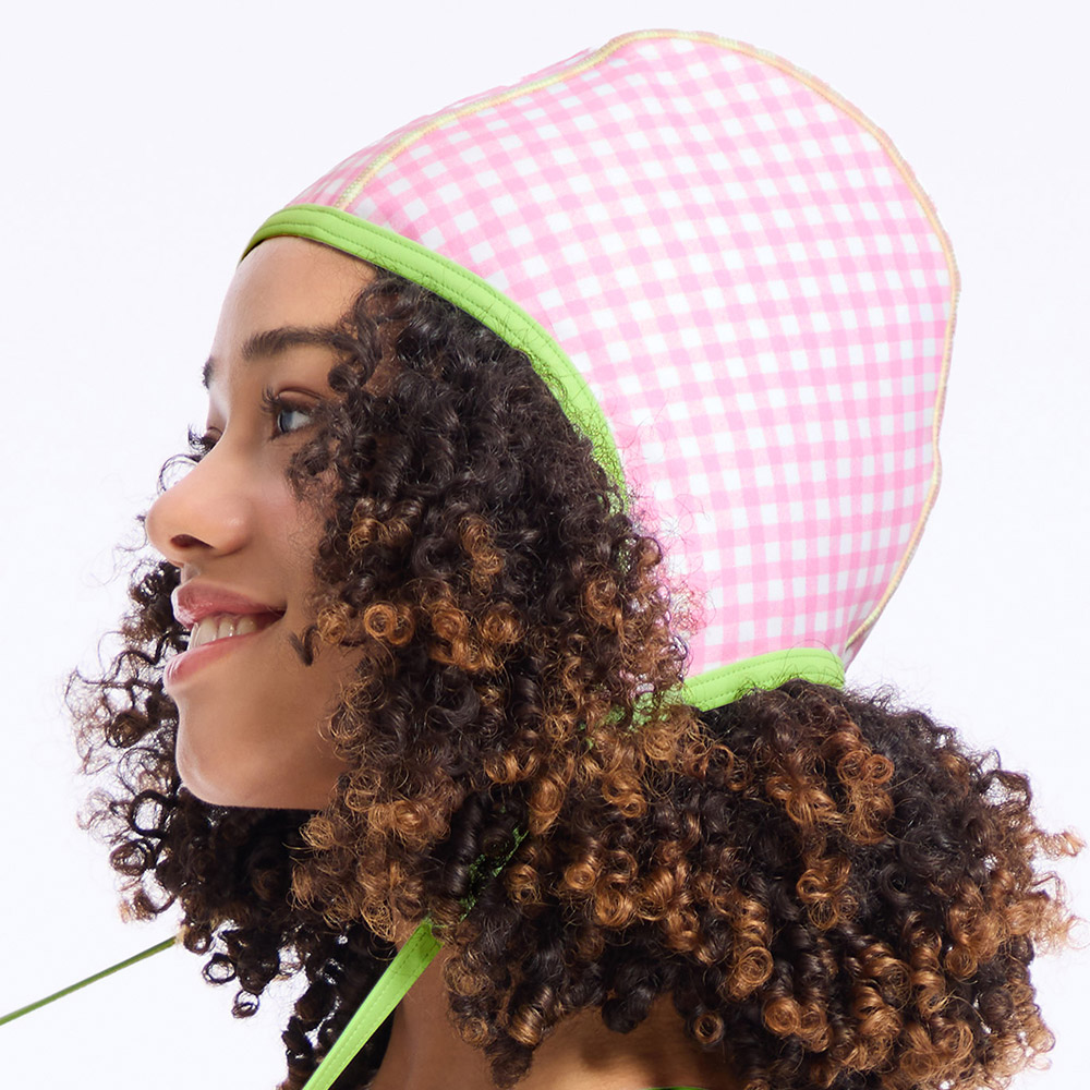 HOOG perfume Classic fabric Swim Cap Pink gingham ribbon [AWC0096] 디테일