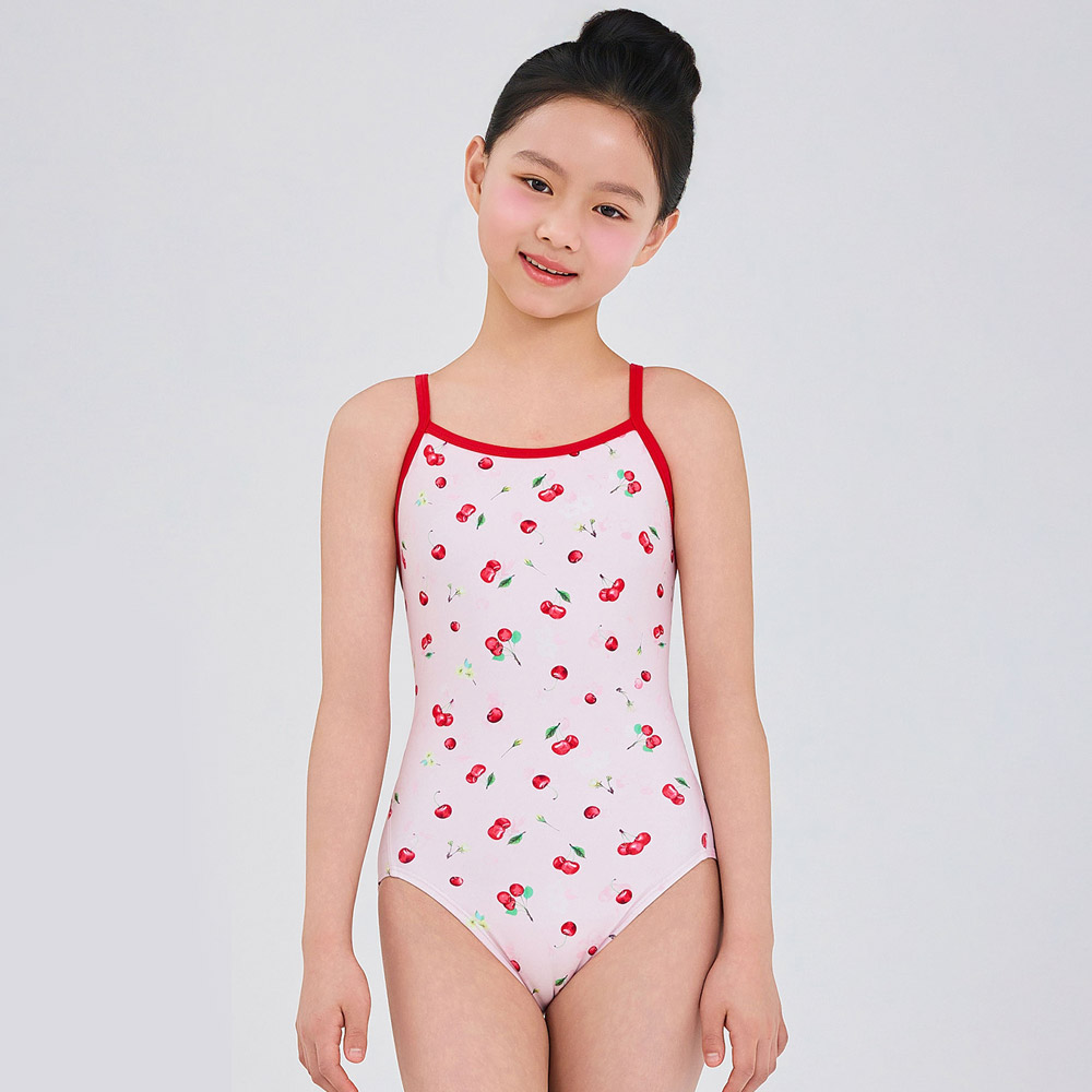 RALLY Kids Cherry Days Back-Open Swimsuit X-Back Swimsuit light pink [RSGA470 Girls' Swimwear] 상품컷
