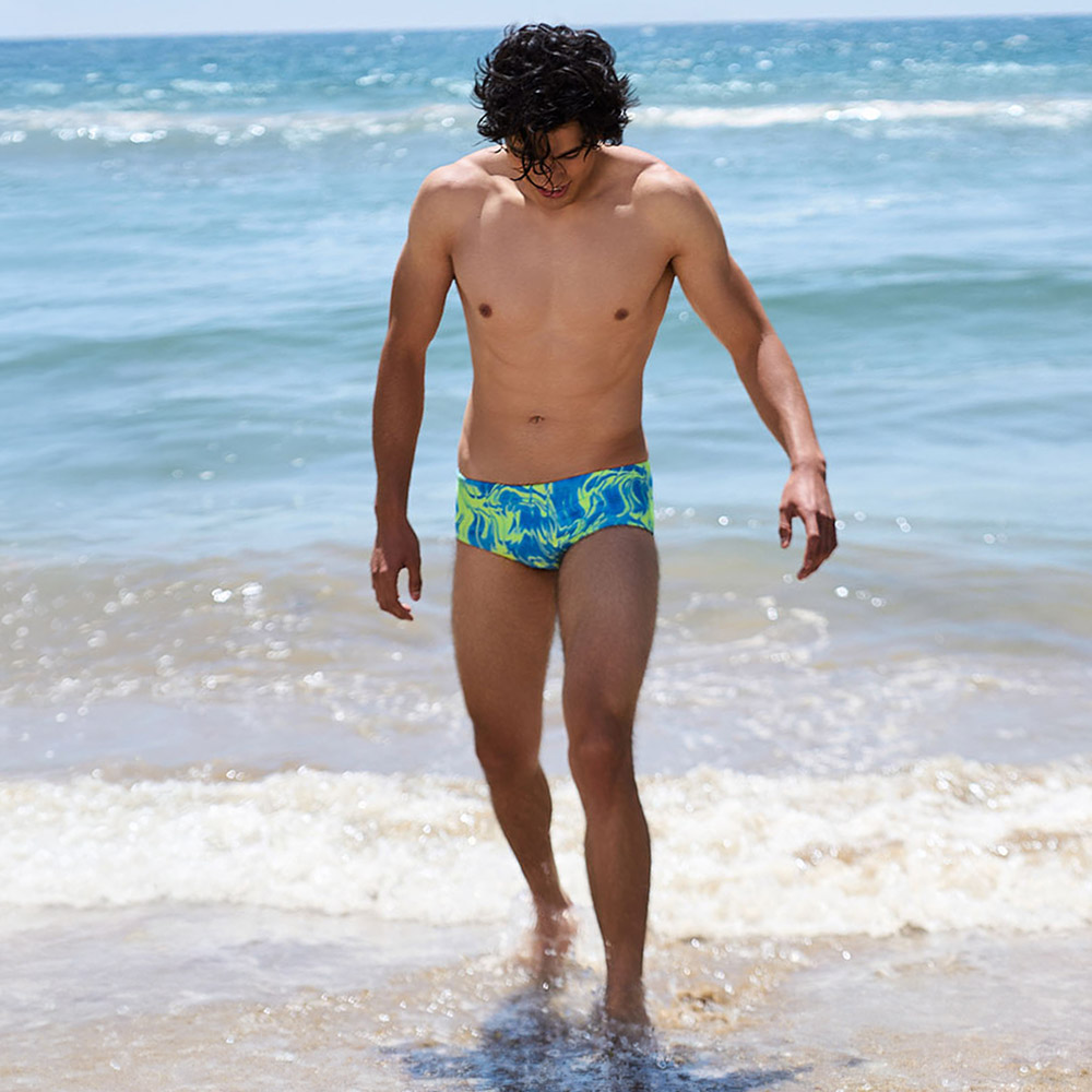 SENTI Mirage Glossy Semi Square Leg Swimsuit Blue [MSP-26412 Men's] 디테일