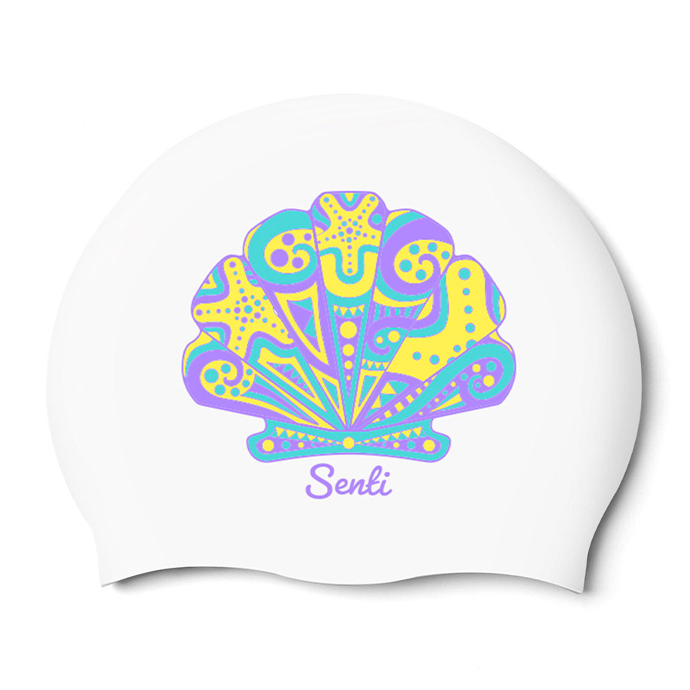 SENTI Aurora Shell Silicone Swim Cap white [SC-2636] 상품컷