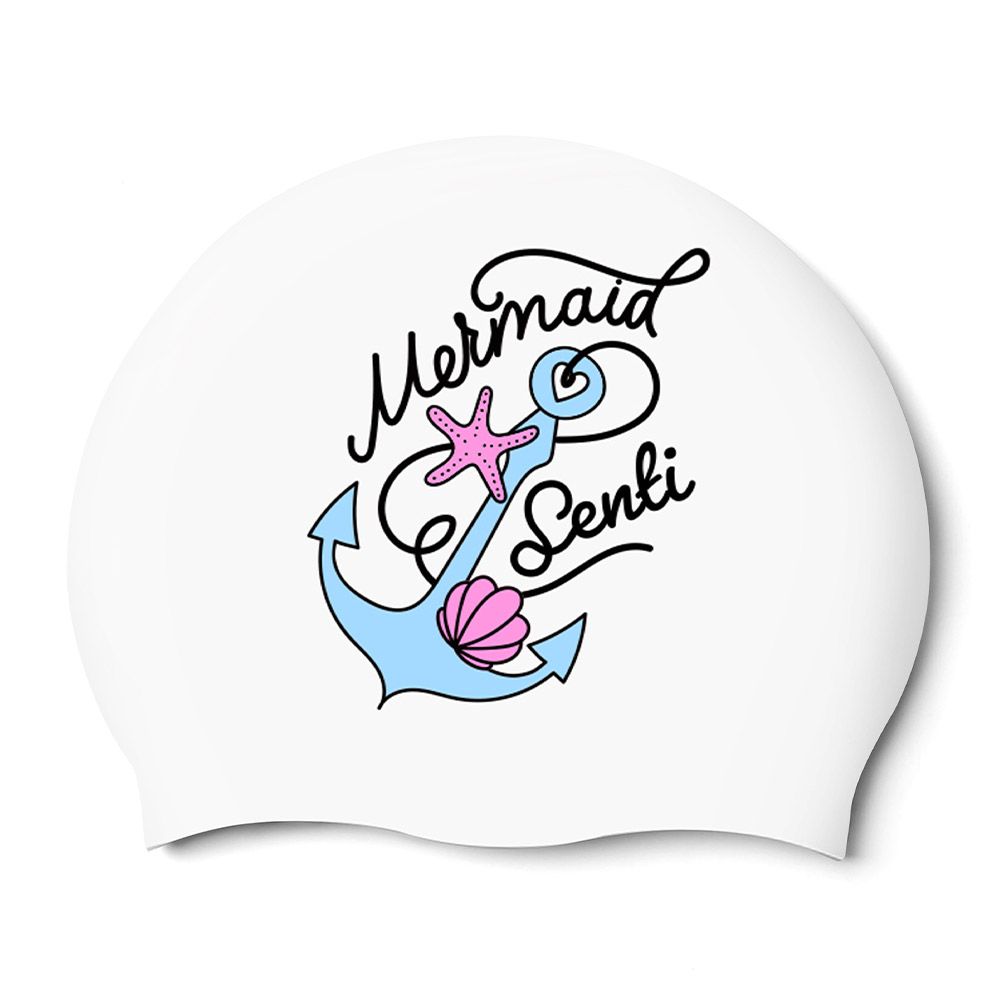 Mermaid Soul Silicone Swim Cap white