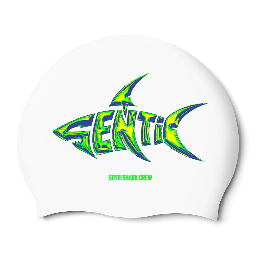 Shark Crew Silicone Swim Cap white