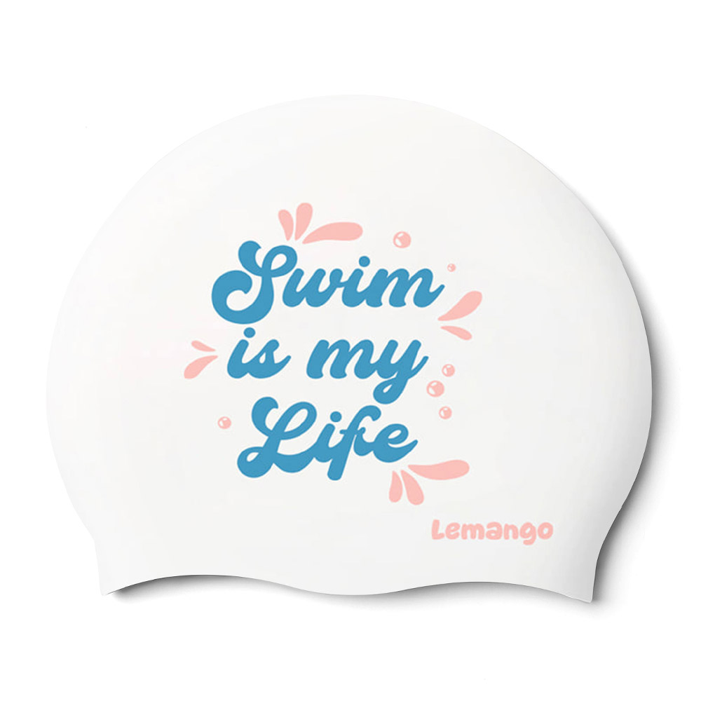 LEMANGO soda Pop Blue Silicone Swim Cap Blue white [LGNSC61006717] 상품컷