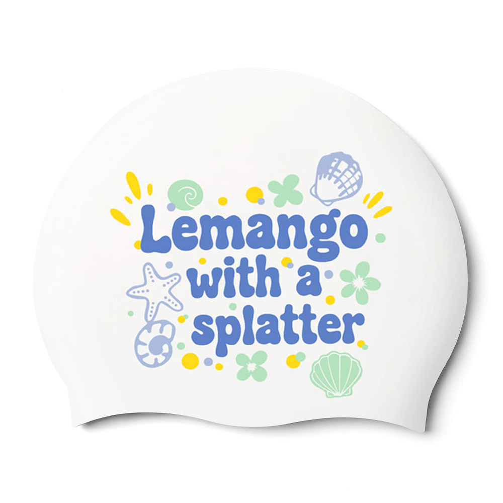 LEMANGO Bubly Splatter Silicone Swim Cap white [LGNSC61006724] 상품컷