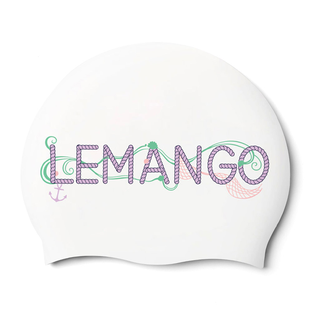 LEMANGO ノーティカル ライン シリコン スイムキャップ ホワイト [LGNSC61006727] 상품컷