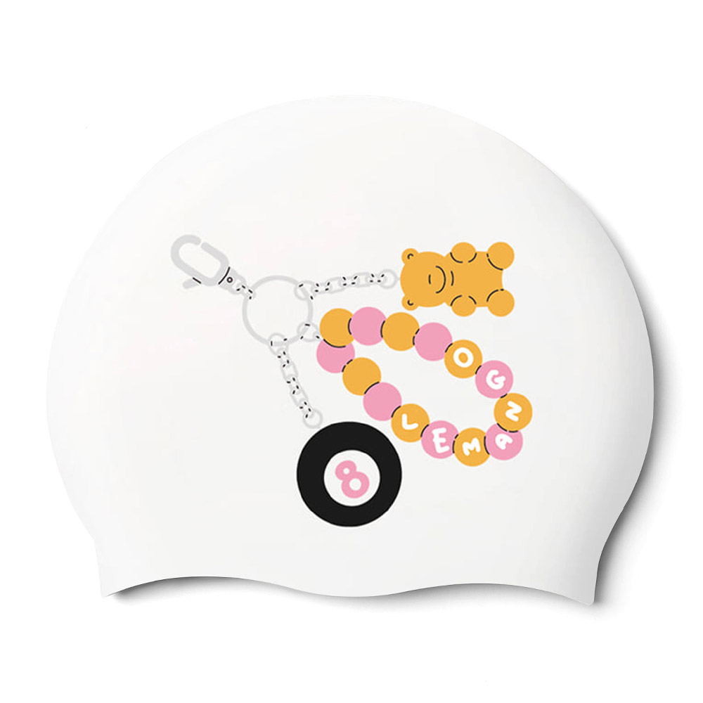 LEMANGO Lucky 8 Charm Silicone Swim Cap white [LGNSC61006733] 상품컷