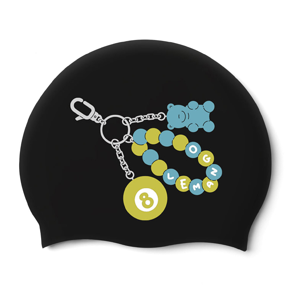 LEMANGO Lucky 8 Charm Silicone Swim Cap black [LGNSC61006734]