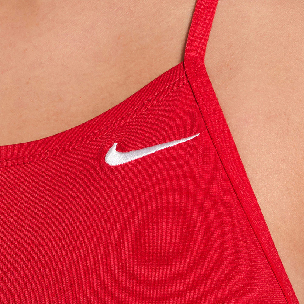 NIKE SWIM Answer Solid Lace Up Tie Back Swimsuit middle cut Training University Red [NESSG000-614 embroidery logo Women's ] 디테일